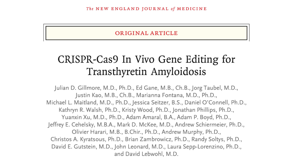 First-Ever Clinical Data for In Vivo CRISPR Genome Editing